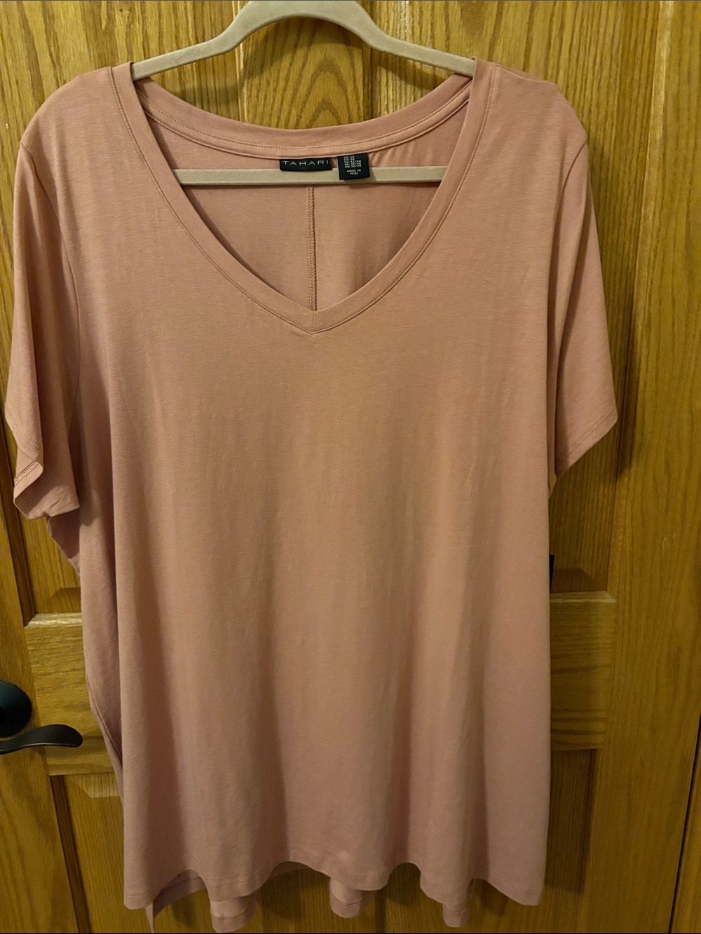 NWT  Tahari Short-Sleeve V-Neck Tunic Top - Dusty Pink 3x